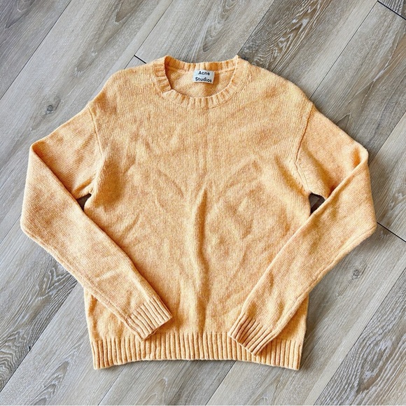 Acne Studios Samara Wool Orange Melange Crewneck Sweater - Picture 2 of 5